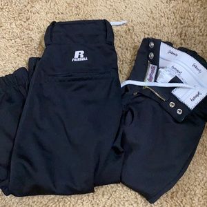 2 pairs youth sm softball pants, black, like new